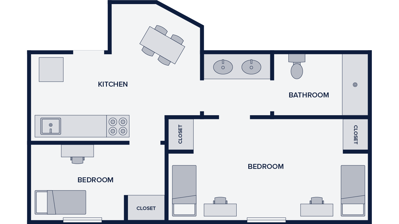 UA 2 shared bedrooms and 1 private bedroom