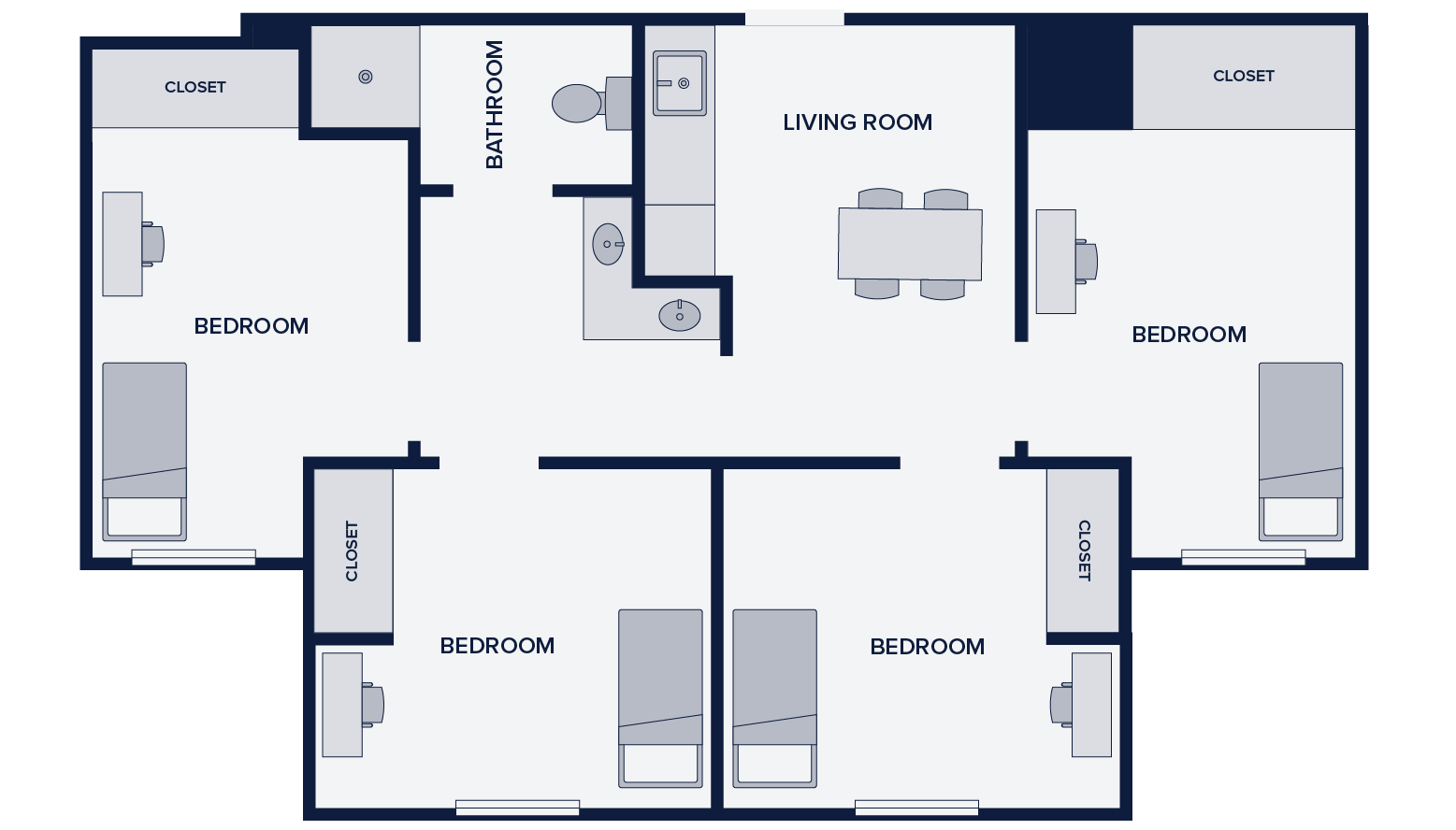 Lakeview Hall private bedrooms floor plan