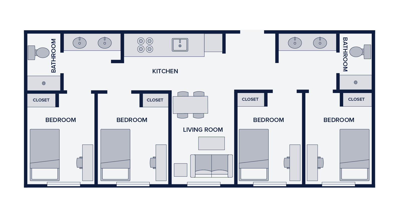 UT 4 private bedrooms floor plan