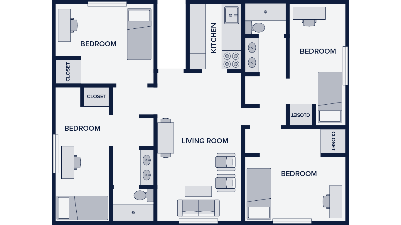 UA 4 private bedrooms floor plan